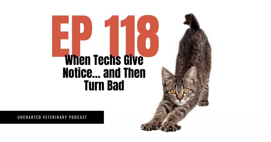 Uncharted Veterinary Podcast Episode 118: When Techs Give Notice...and then turn bad