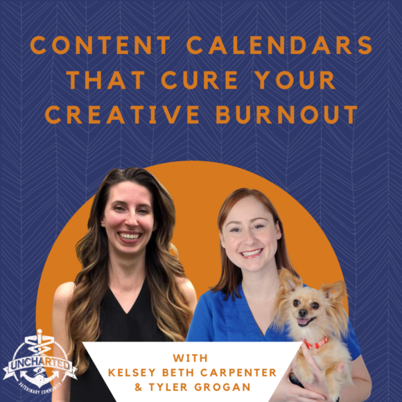 Photo of Tyler Grogan and Kelsey Carpenter with text "Content Calendars that cure your creative burnout"