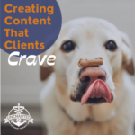 creating content that clients crave with photo of a dog and a treat on its nose